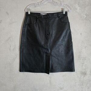 Giovanna Womens Leather Skirt Black Sz 40